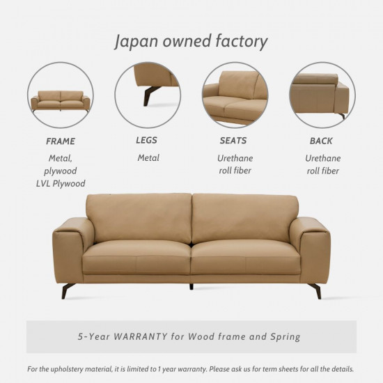 BELLA Leather Sofa, L164, HB334(G2) Aniline leather [Newly Displayed]